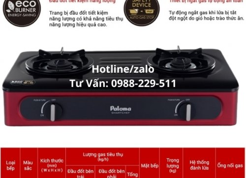 Bếp Gas 2 Lò Paloma PA-V71ER Màu Đỏ