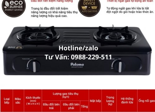 Bếp Gas Đôi Paloma PA-V71EB-Màu đen