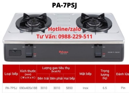 Bếp Gas Paloma PA-7PSJ Nhật 
